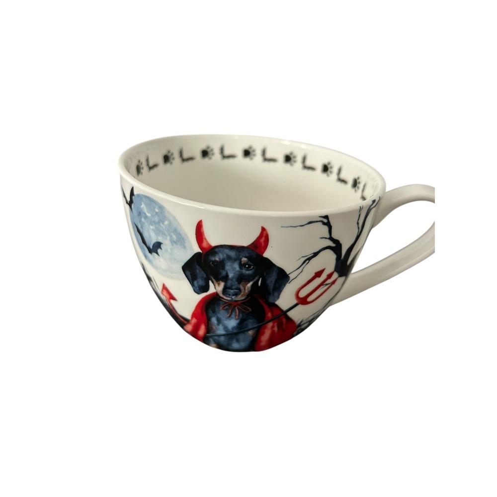 PORTOBELLO By DESIGN HALLOWEEN  Dachshund LITTLE DEVIL Bone China Jumbo Cup